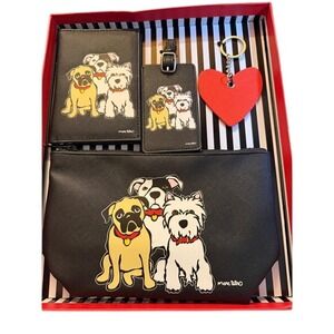 Marc Tetro Dog Pug Westie Bulldog Travel Set Passport Bag Tag Pouch Keychain New